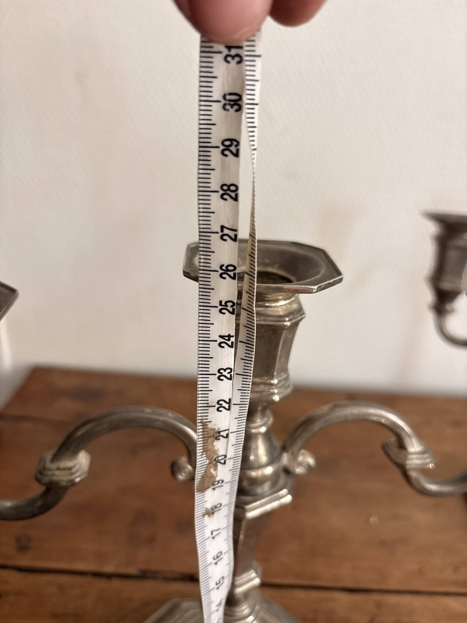Antique Pair Art Deco Louis XV 3 Arm Silver-Plated Candelabra