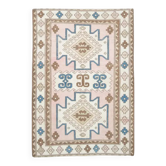 Tapis de zone vintage turc Oushak fait main en laine et coton rose 130x190 des années 1970