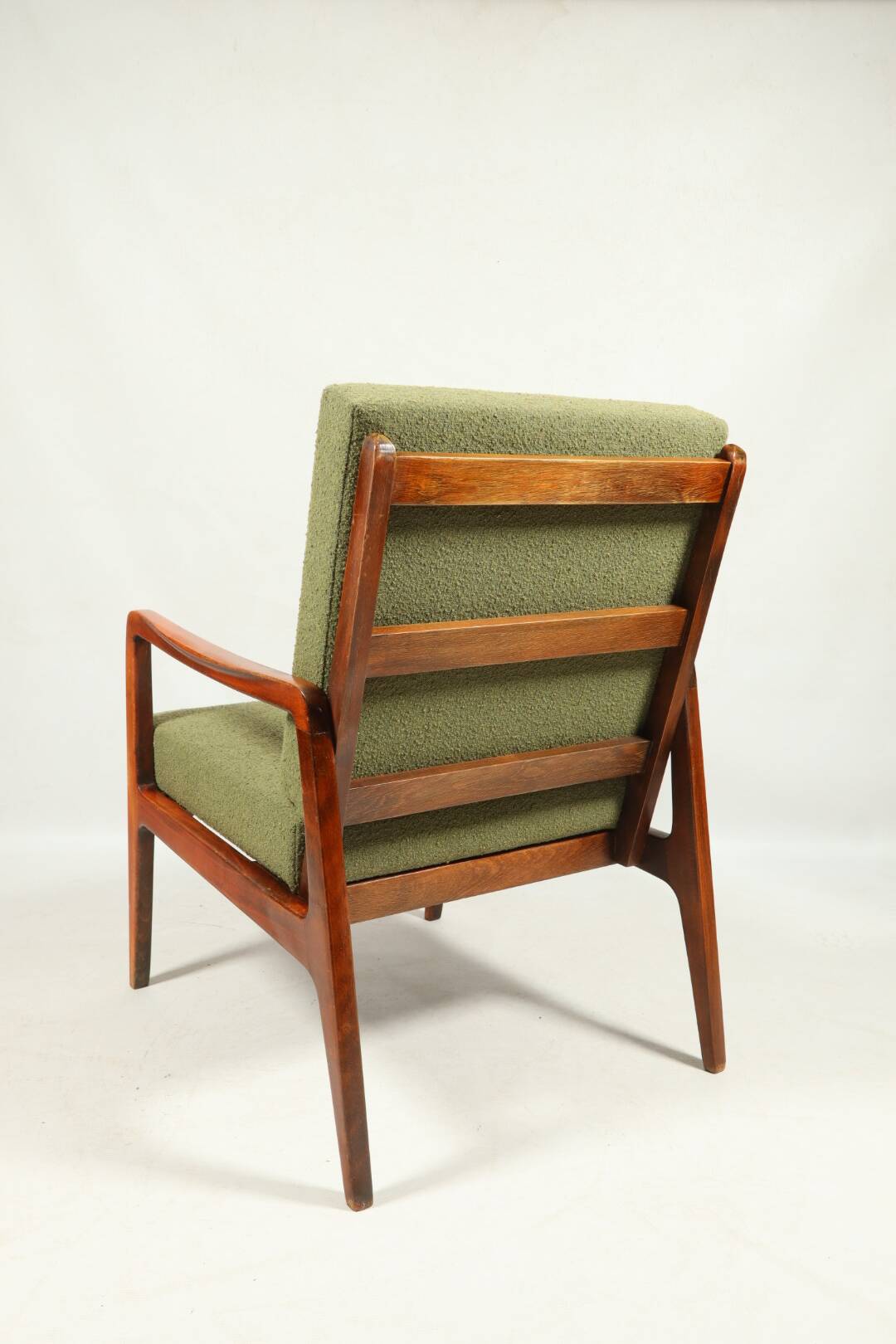 Fauteuil vintage avec coussins et boucles vertes en bois, 1980