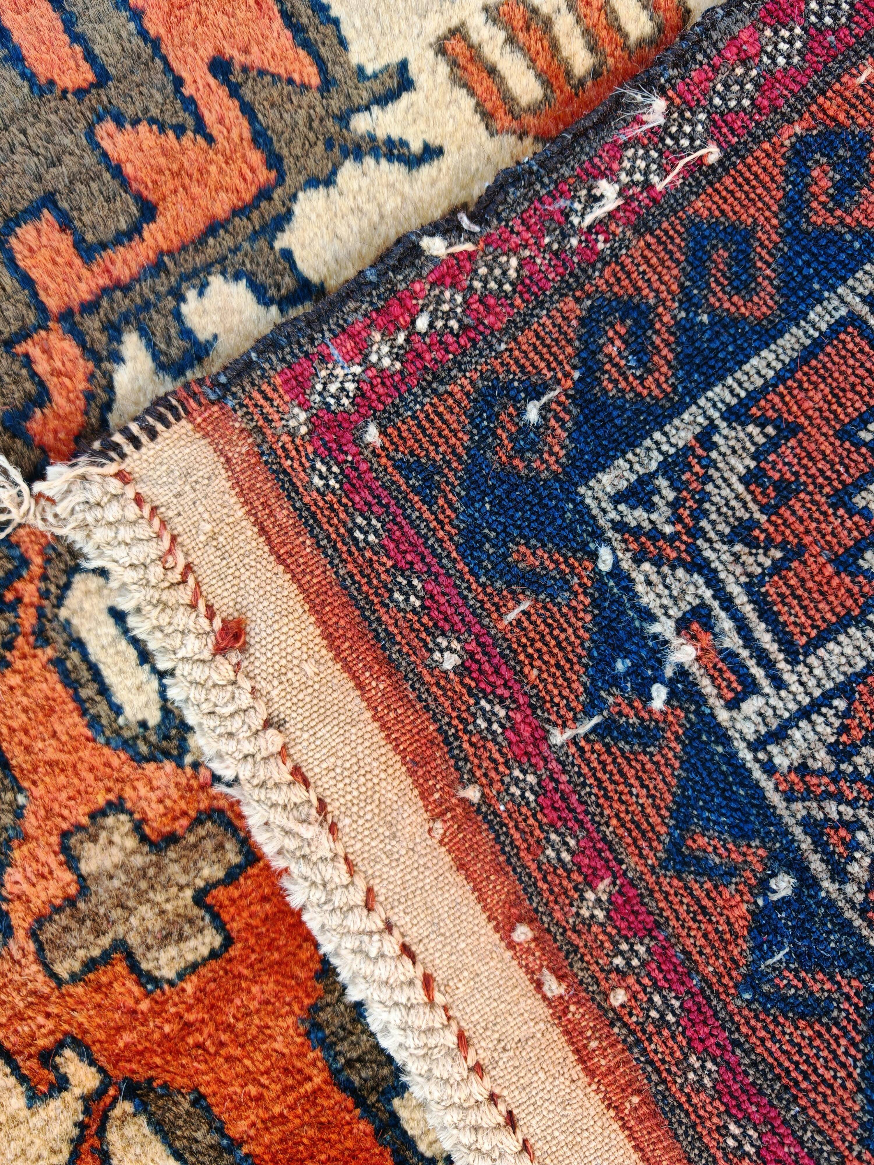 Vintage Afghan Balouch rug, hand-knotted, 100% wool, 1934