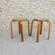Pair of light wooden stools, 60s