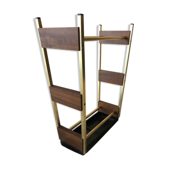 Scandinavian teak and brass umbrella holder