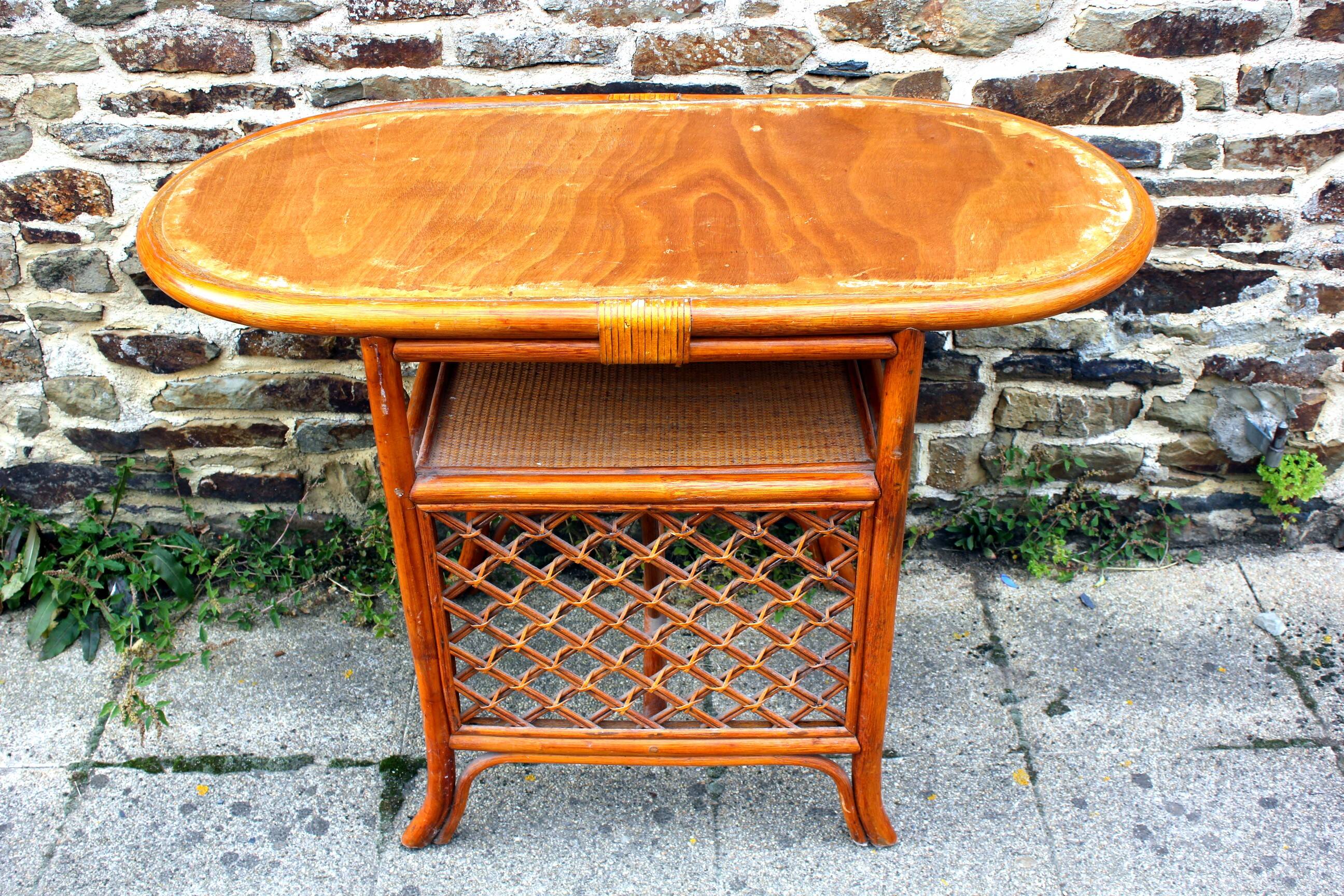 Vintage rattan bar cabinet from the 70s