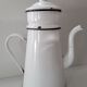 White enamelled teapot coffee maker