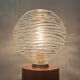 Cylindrical base lamp in solid wood and chiseled glass globe