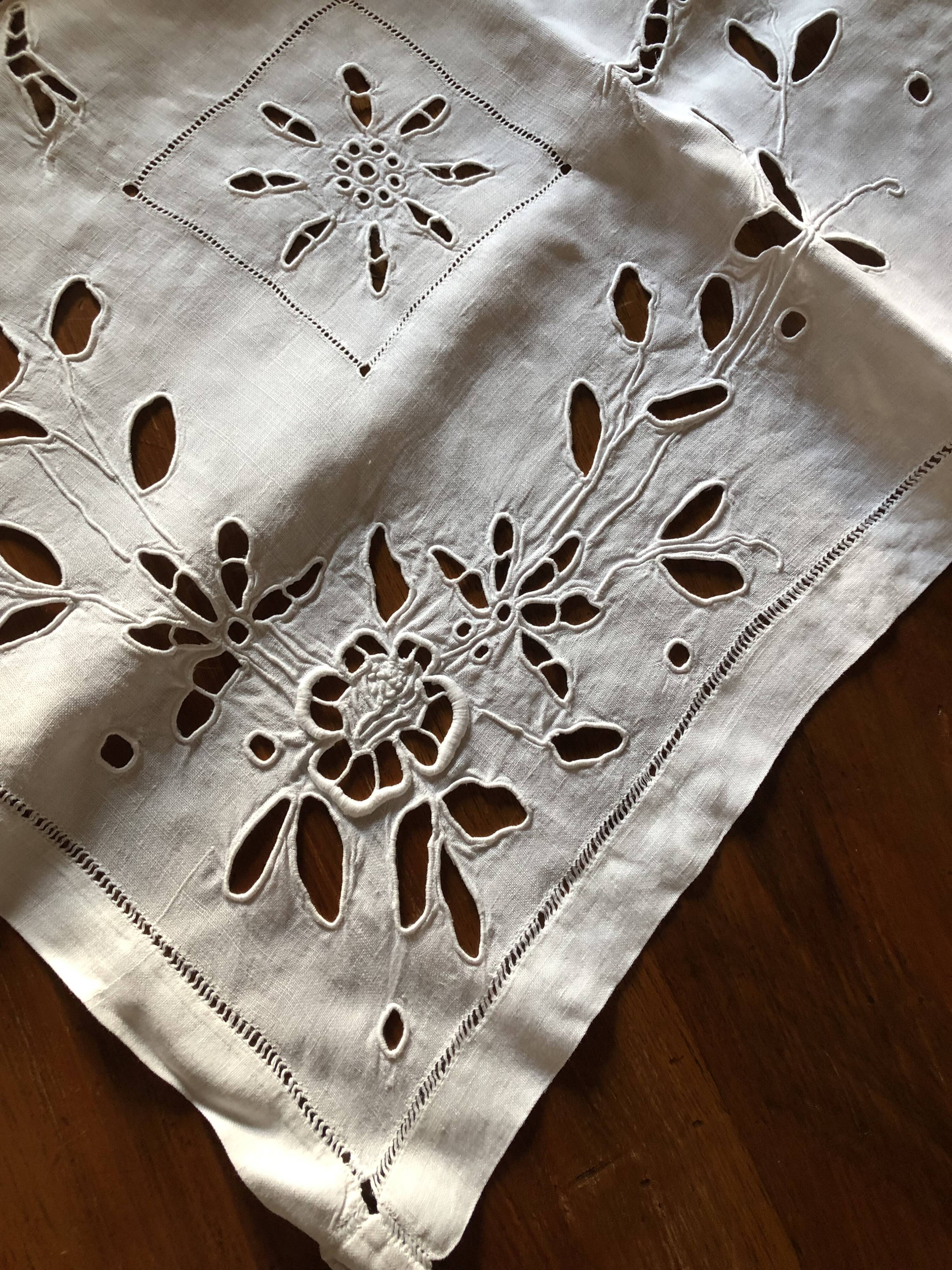 Embroidered linen tablecloth