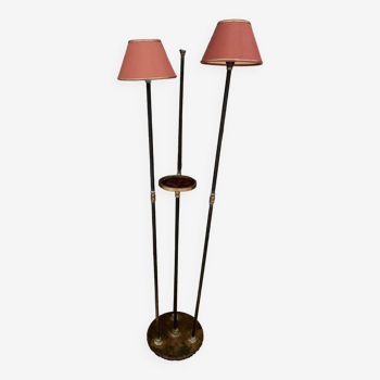 Floor lamp on three legs in tubular 1960 lampshade