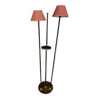 Floor lamp on three legs in tubular 1960 lampshade