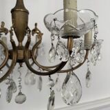 Brass chandelier with crystal drops