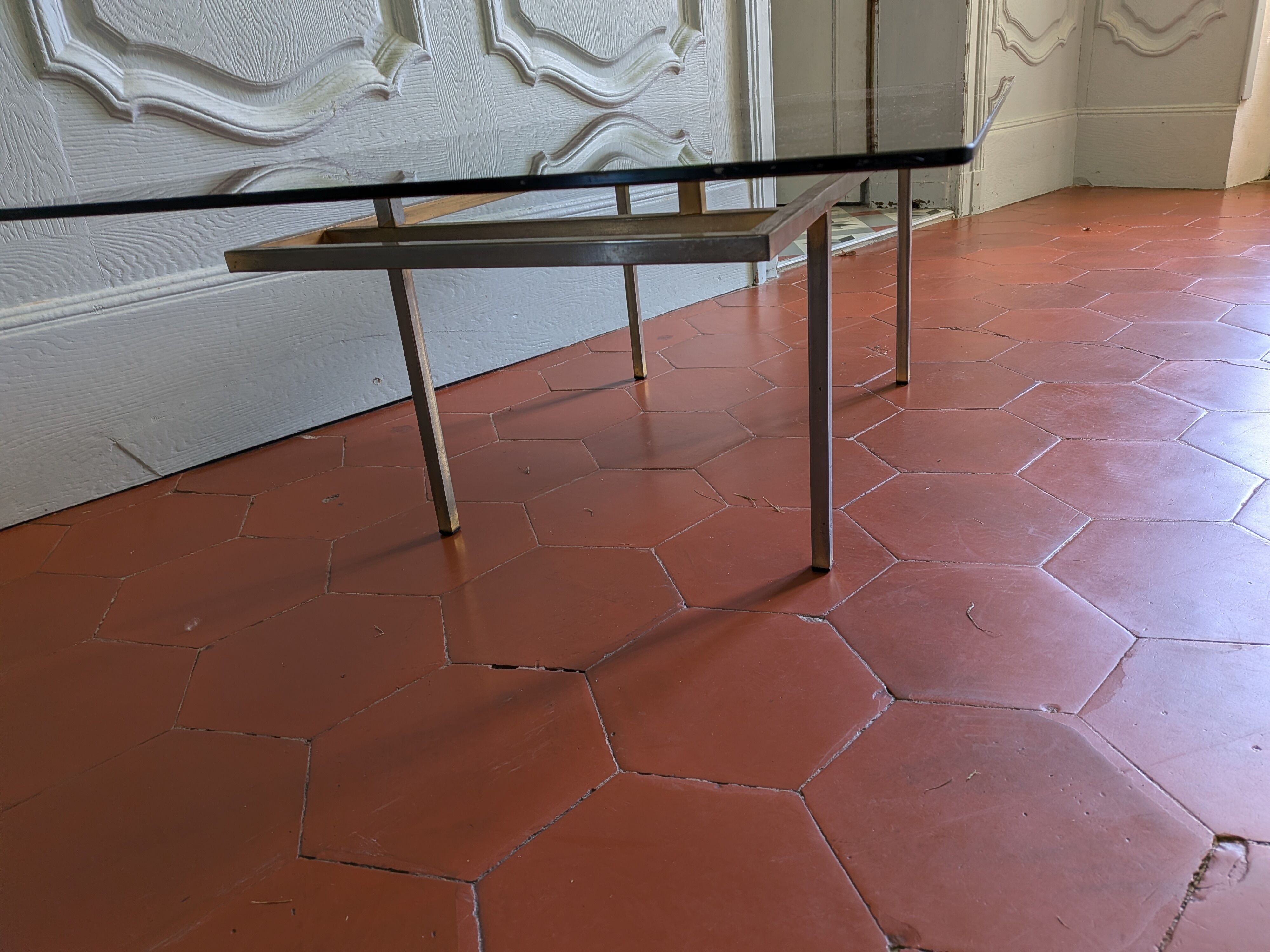 1970s coffee table with smoked glass