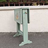 Antique Scandinavian table with bohemian country decor and hand-painted decor