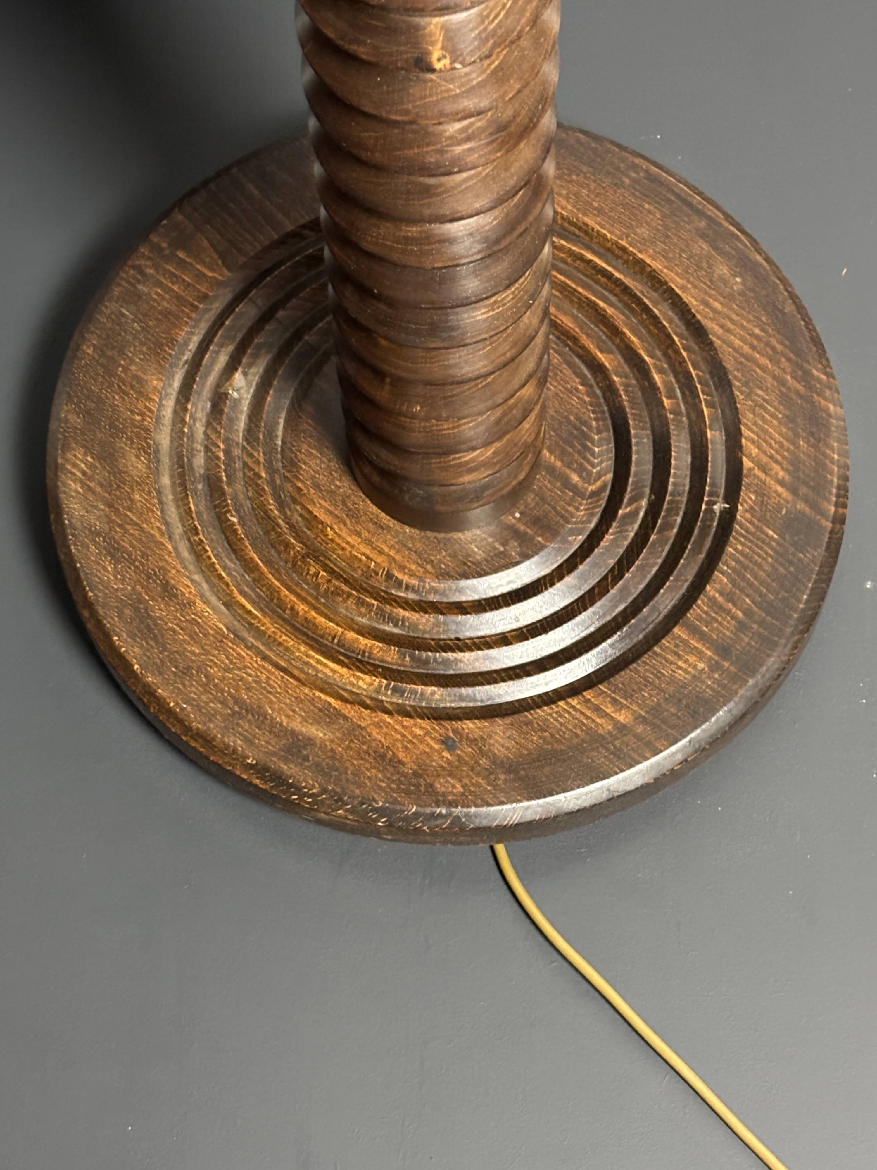 Brutalist midcentury wood turned cocoon floor lamp