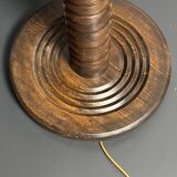 Brutalist midcentury wood turned cocoon floor lamp