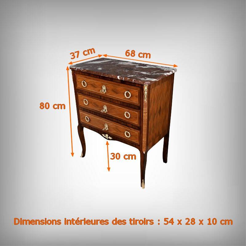 Marquetry Commode, Transitional Style Louis XV Louis XVI – Mid 20th Century