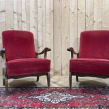 Pair of beech bridge armchairs from the 1950s