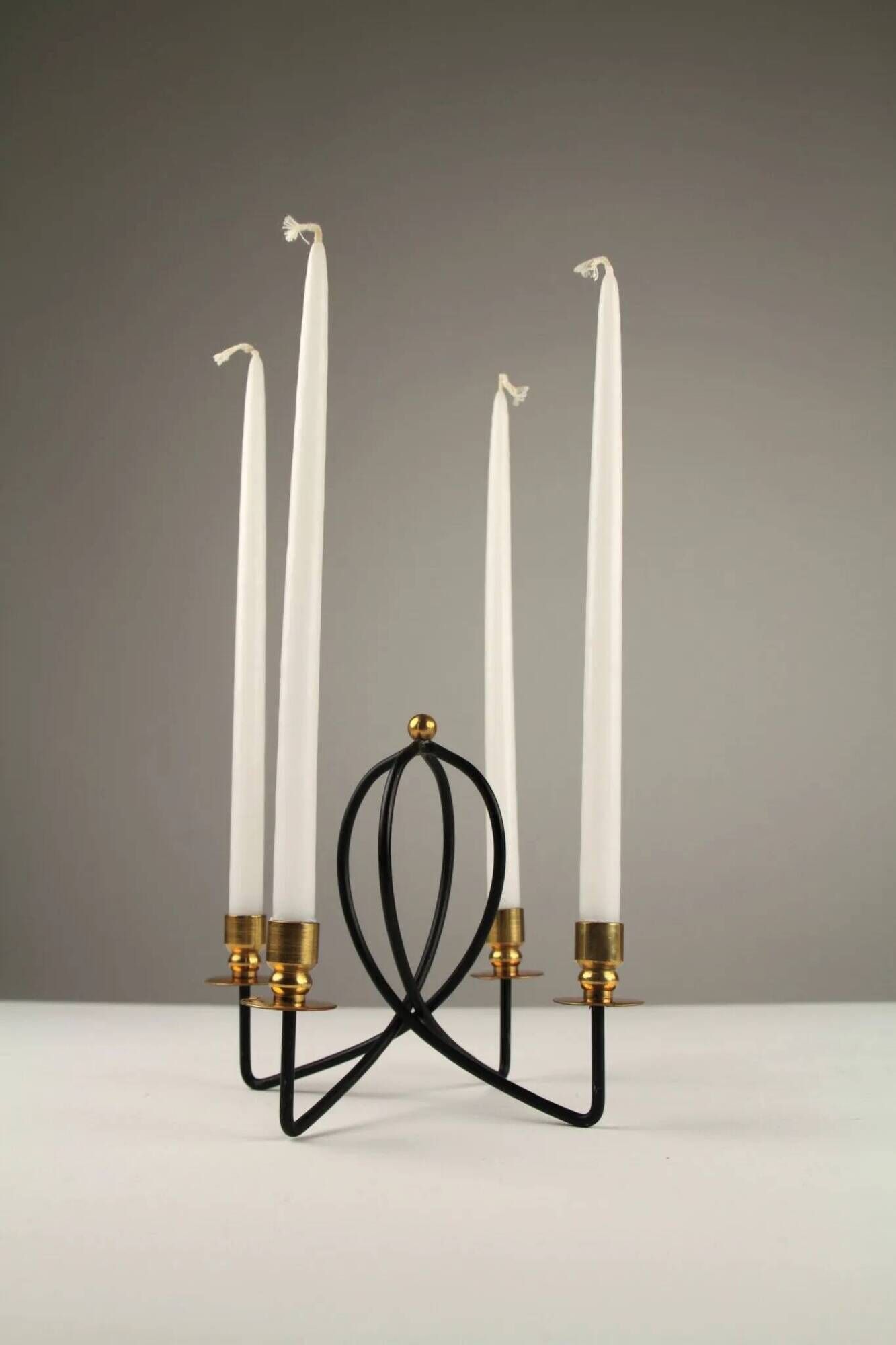 Black & brass four-light candle holder – Gunnar Ander for Ystad-Metall, Sweden, 1950s/1960s