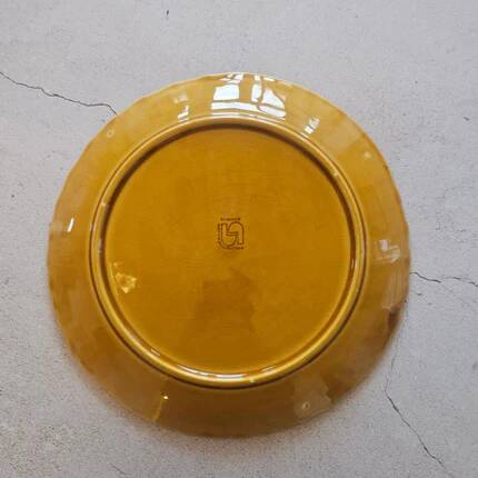 Lot de 4 assiettes plates à poisson céramique marron Digoin Sarreguemines