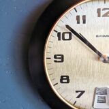 Vintage formica clock round silent wall clock "Bayard golden black"