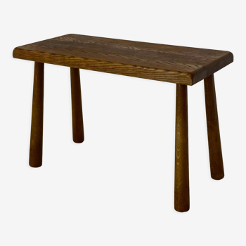 mid-century brutalist oak side table