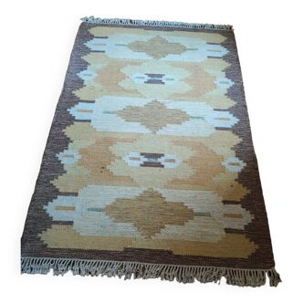 Vintage yellow Scandinavian kilim rug