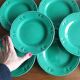 8 green dessert plates, southern wind