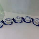 Set of 6 rounds of blue ceramic snail towel