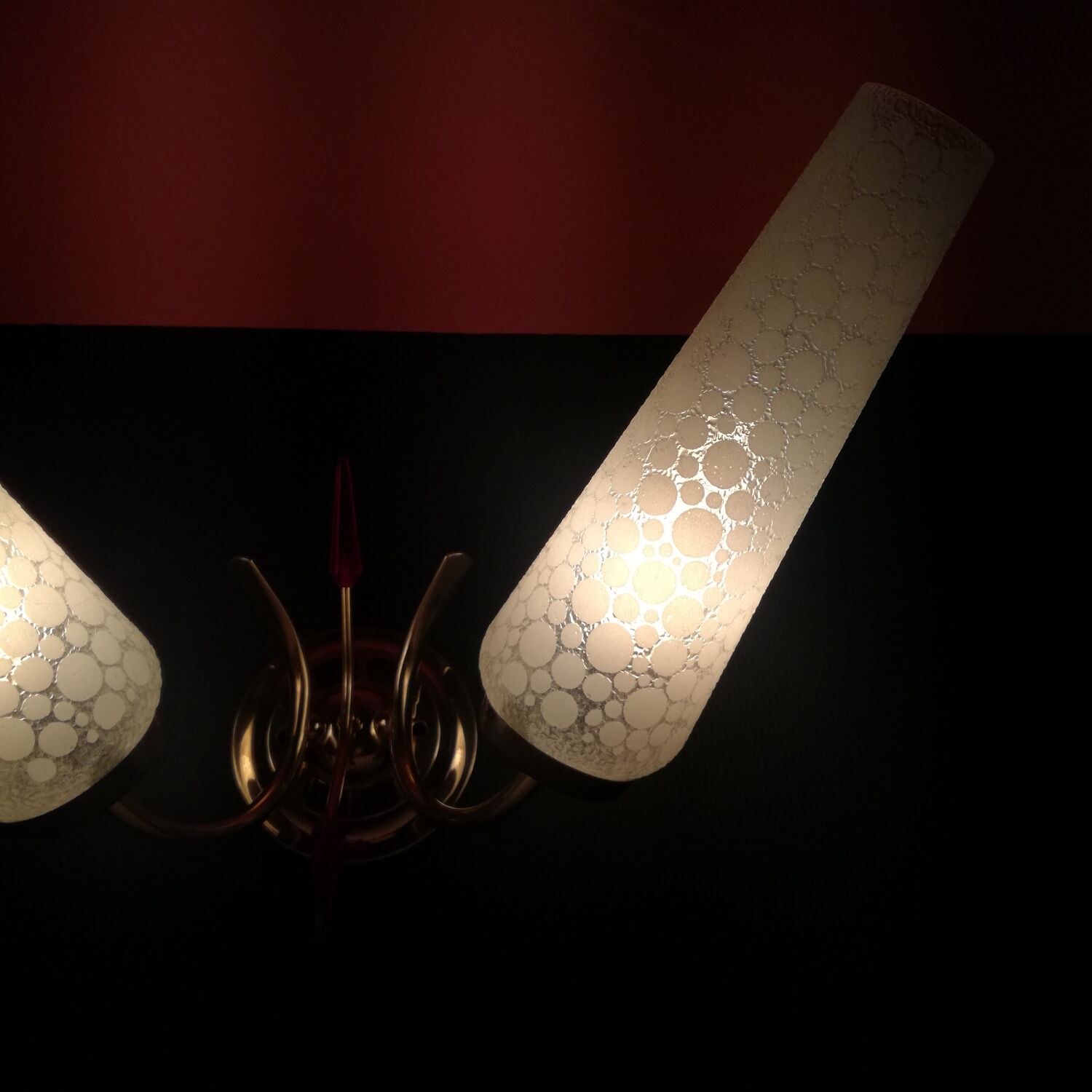 Double gold and glass wall light from 1960