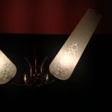 Applique double doré et verre de 1960