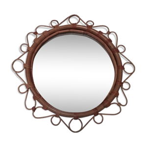 miroir vintage en rotin