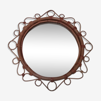 Vintage rattan mirror 35cm