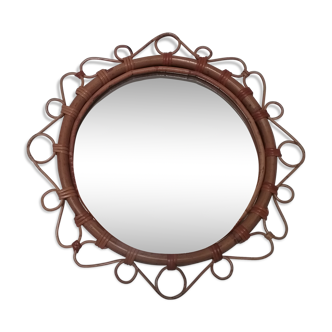 Miroir vintage en rotin 35cm