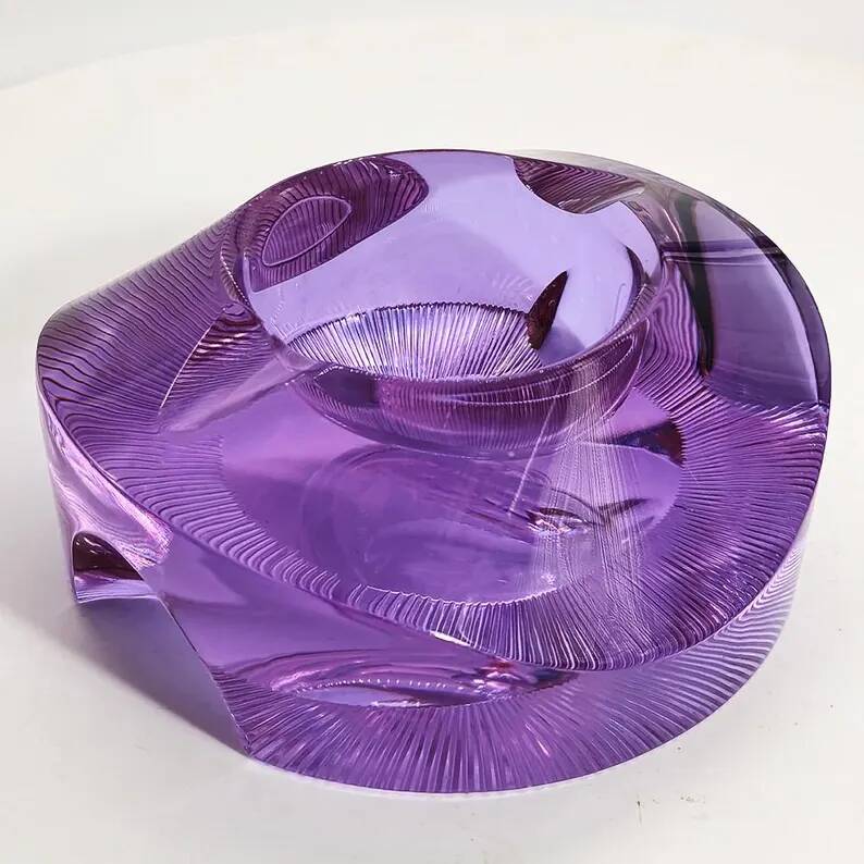 Rare Purple Glass Ashtray - Moser 1960s