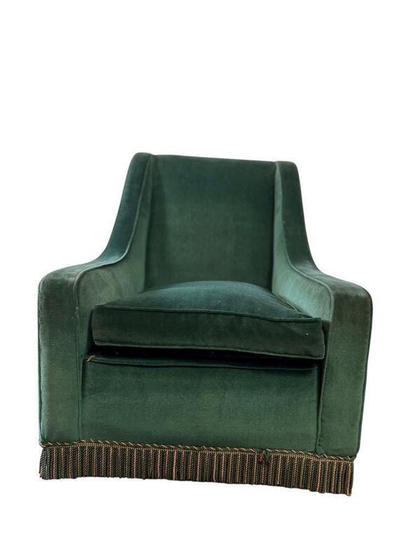 Fauteuil vintage turquoise avec franges