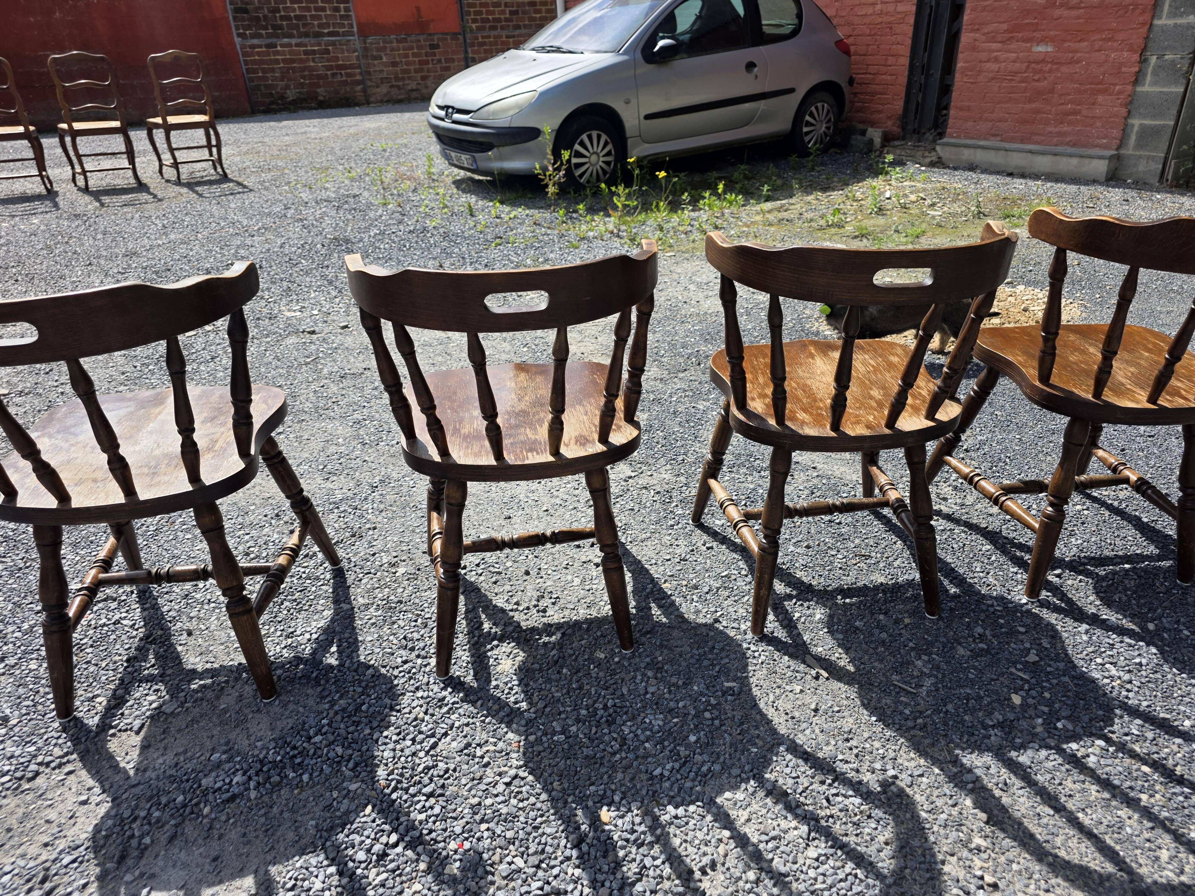 4 fauteuils bistrot style western en hêtre