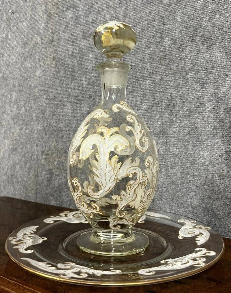 Luxurious crystal carafe and tray set / Murano - Baccarat - Saint L