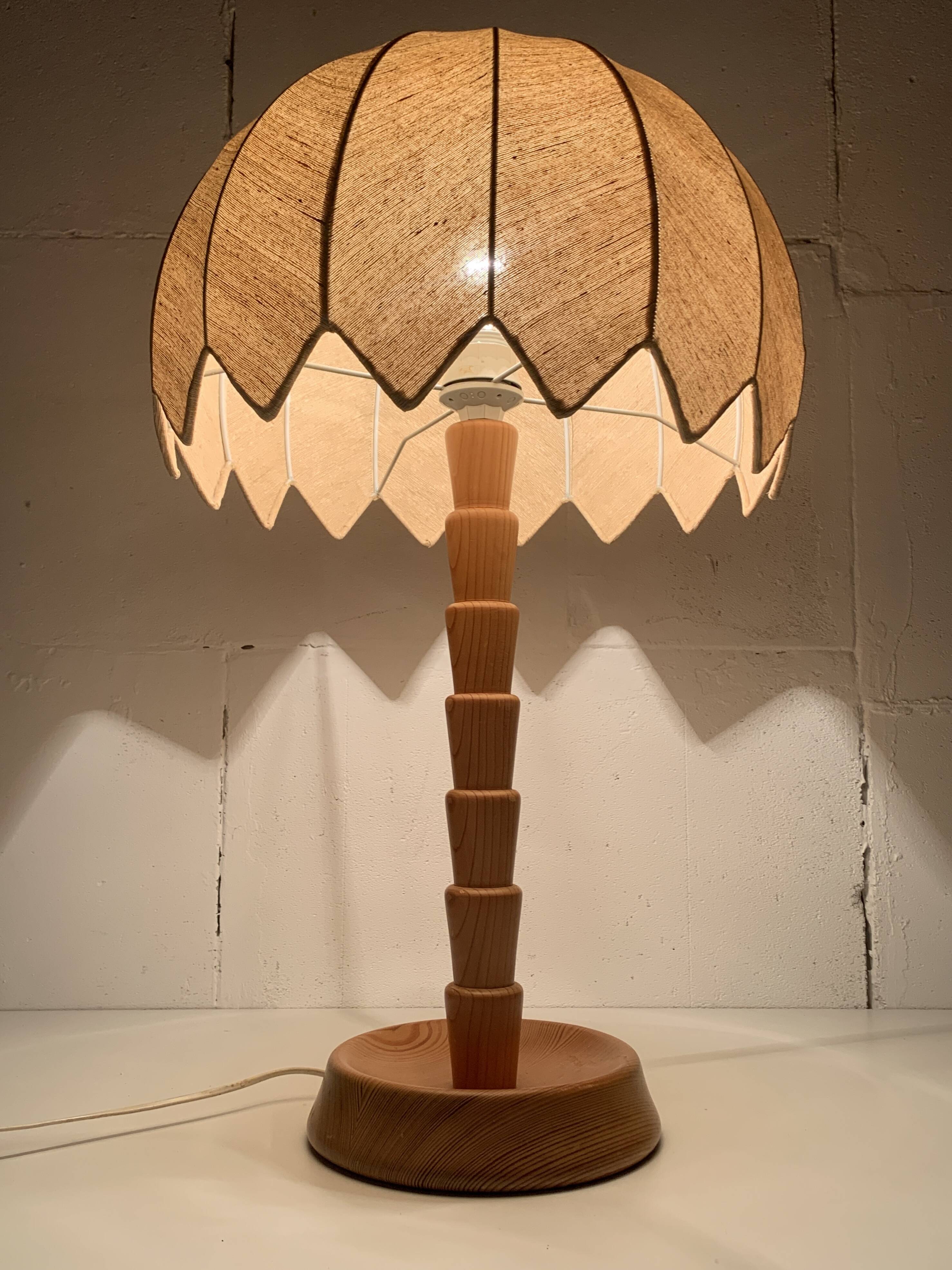XL pine palm table mushroom lamp by Temde Switzerland, 1970s
