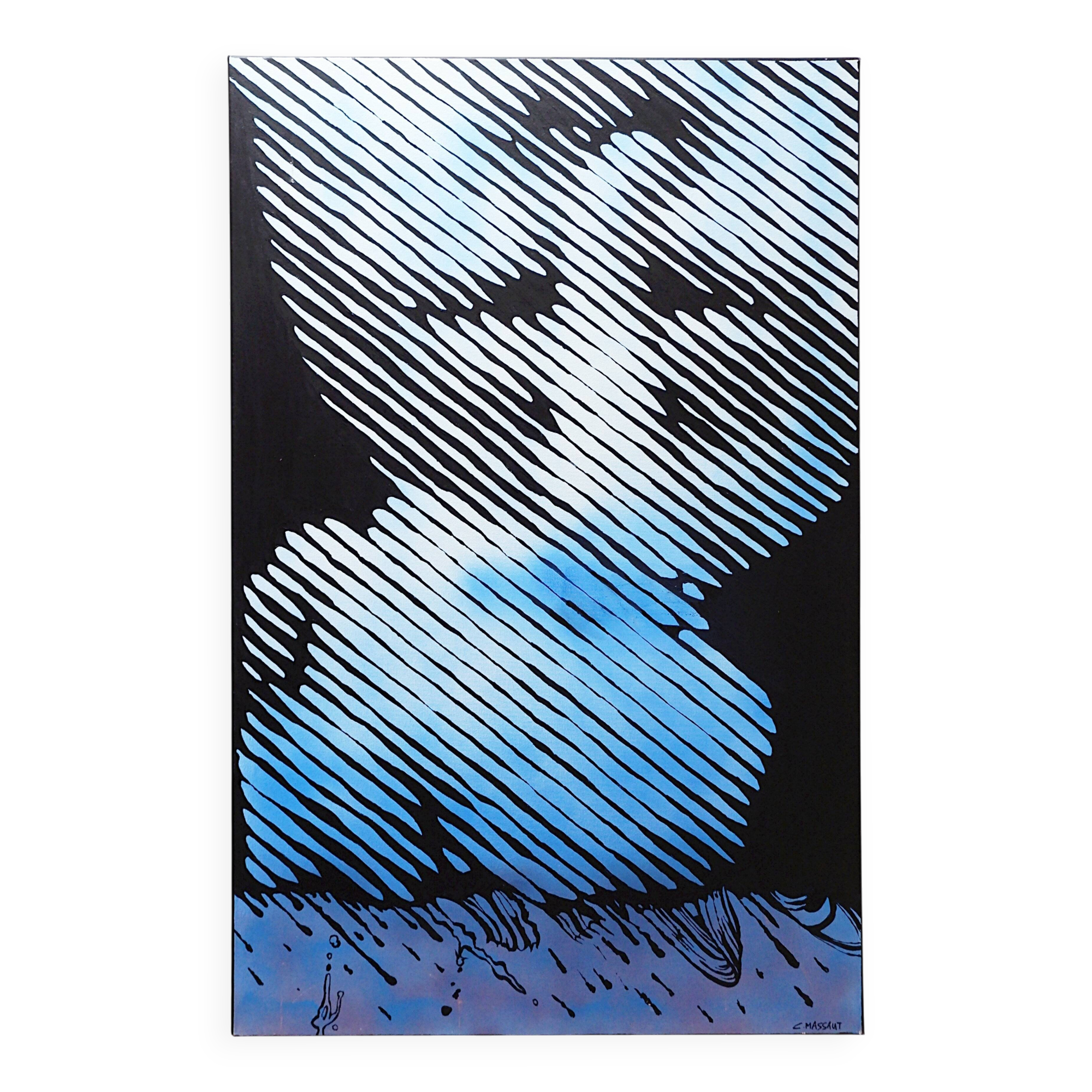 Abstract painting in muted tones on canvas - signed C.Massaut