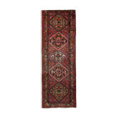 Tapis coureru tissé à la main traditionnel rouge bleu laine 120x330cm