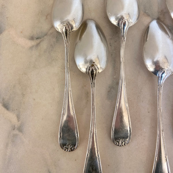 Series of 11 large old spoons, silver metal