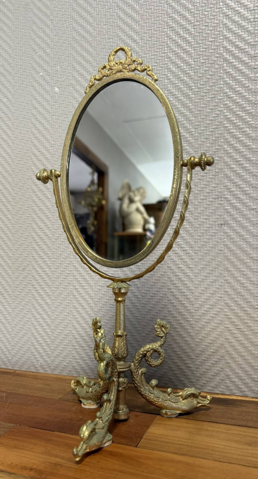 Empire style table mirror in gilded bronze