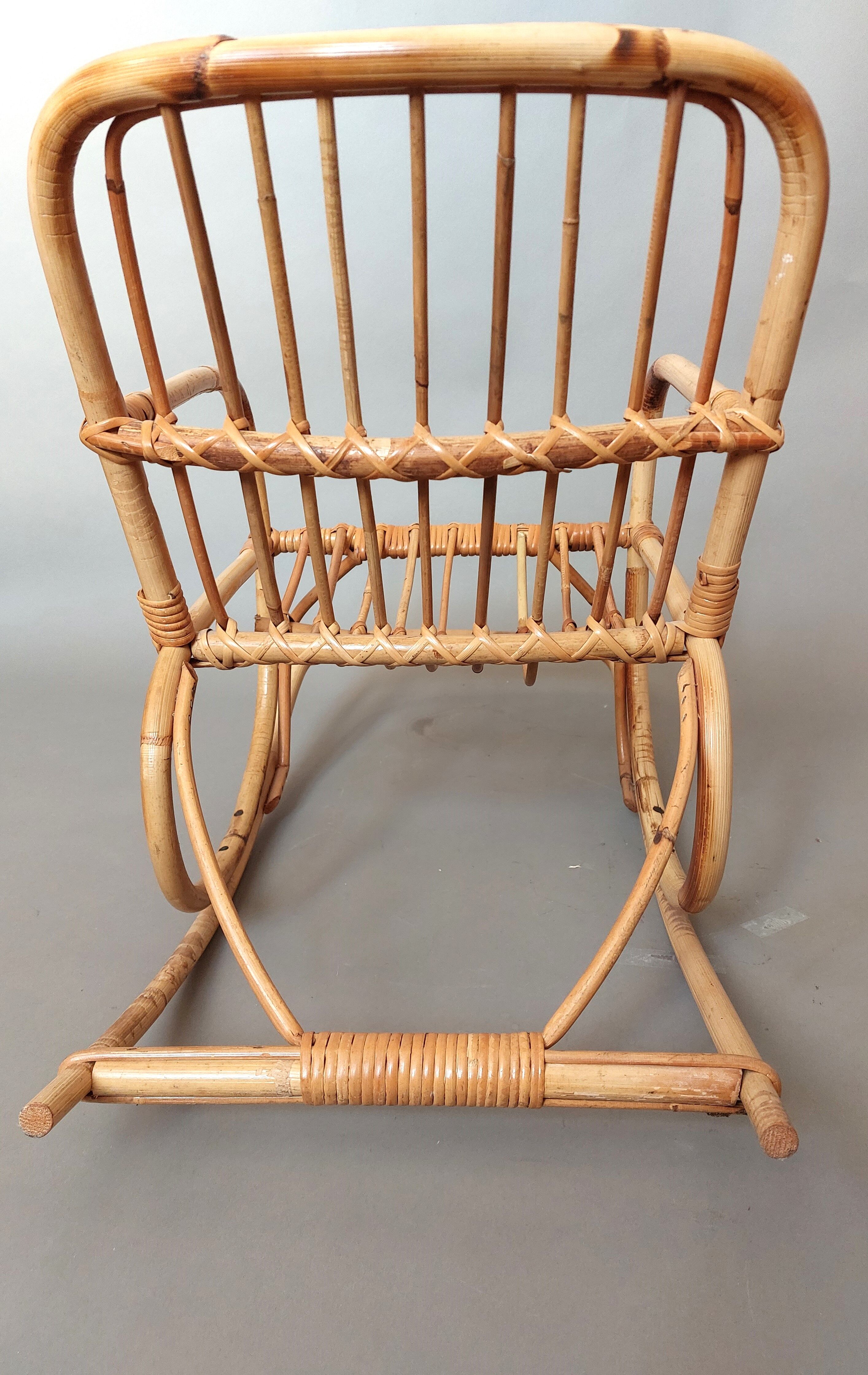 Rocking chair child rattan vintage