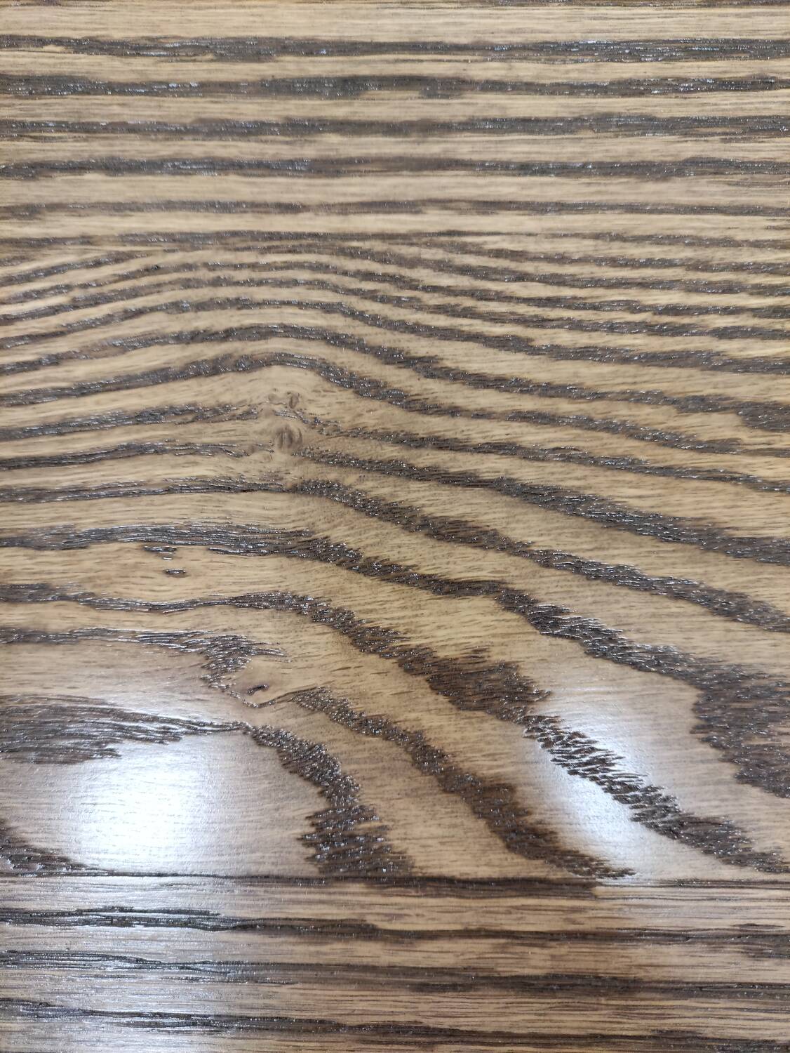 Solid oak oval coffee table with steel pin legs