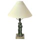 Bronze Table Lamp with Green Marble Base, Scandinavian Greene & Greene 1920/30s