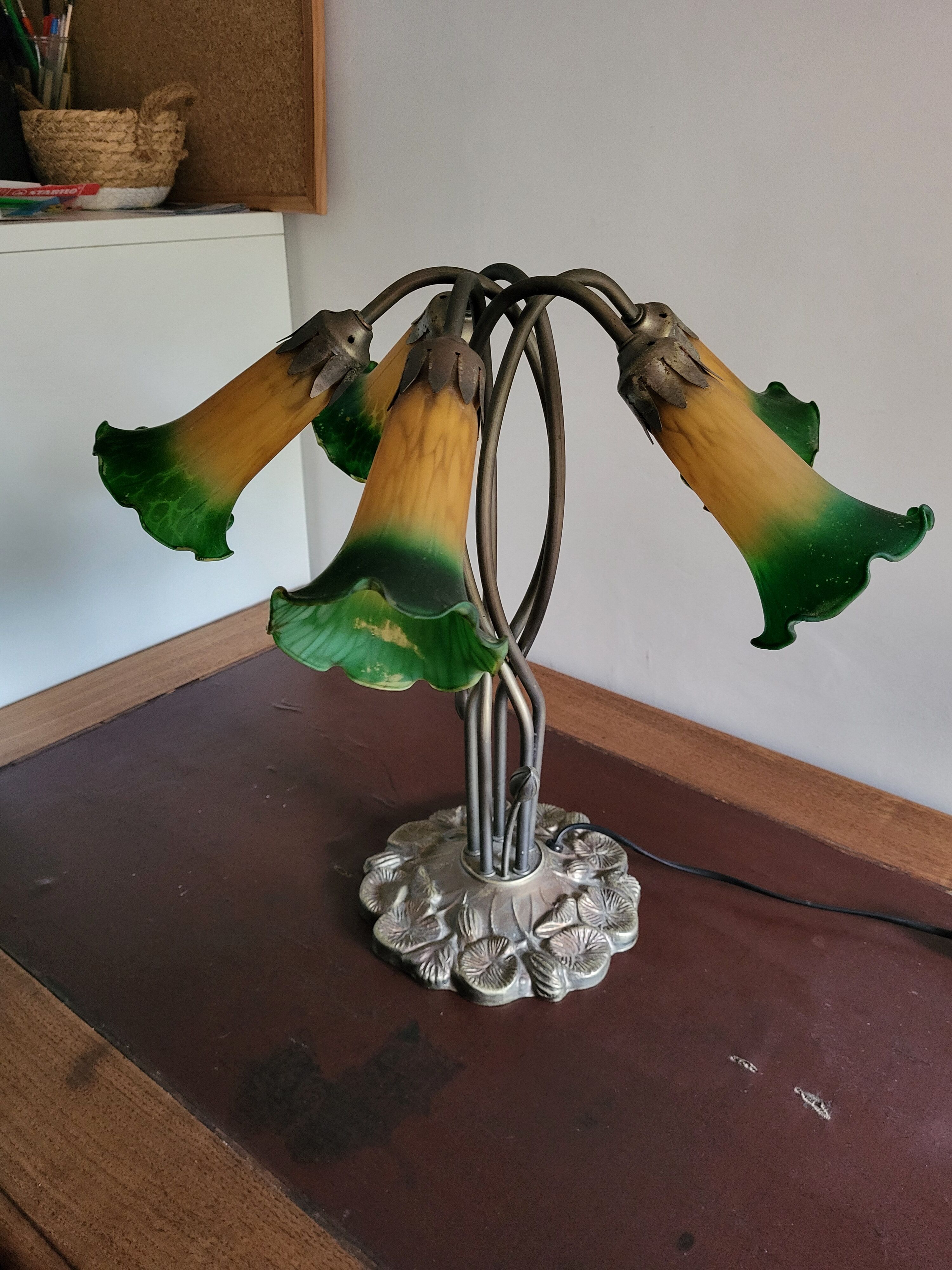 Lampe Tiffany vert ambré