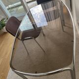 Space age dining table in smoked glass & chrome