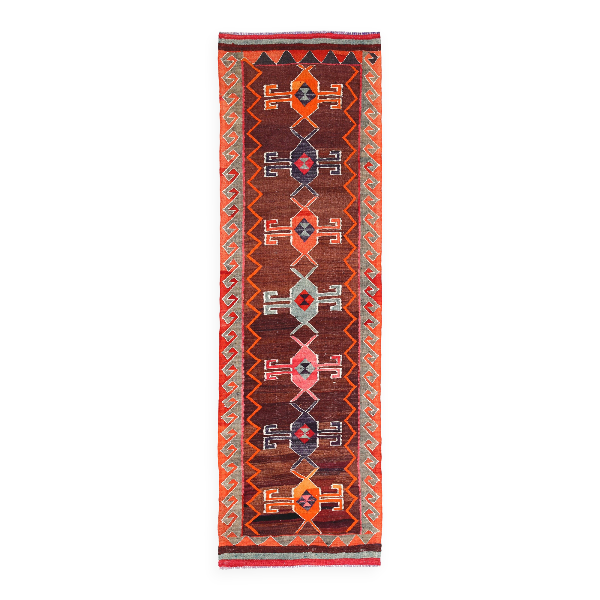 3x11 Anatolian Classic Kilim Runner Rug, 101x340Cm