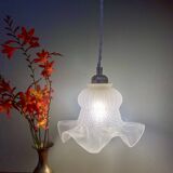 Vintage frosted glass tulip pendant light