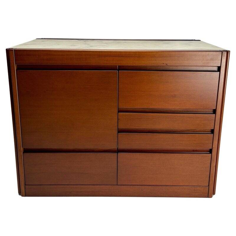 Italian Dry Bar attributed to Angelo Mangiarotti for Molteni in Wood and Marble, 1960s