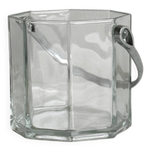 Seau à glace en verre transparent avec poignée chromée