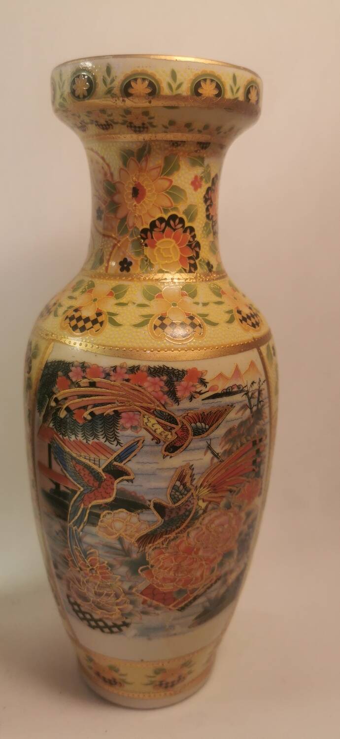 Beautiful set of 3 old Japanese SATSUMA VASES